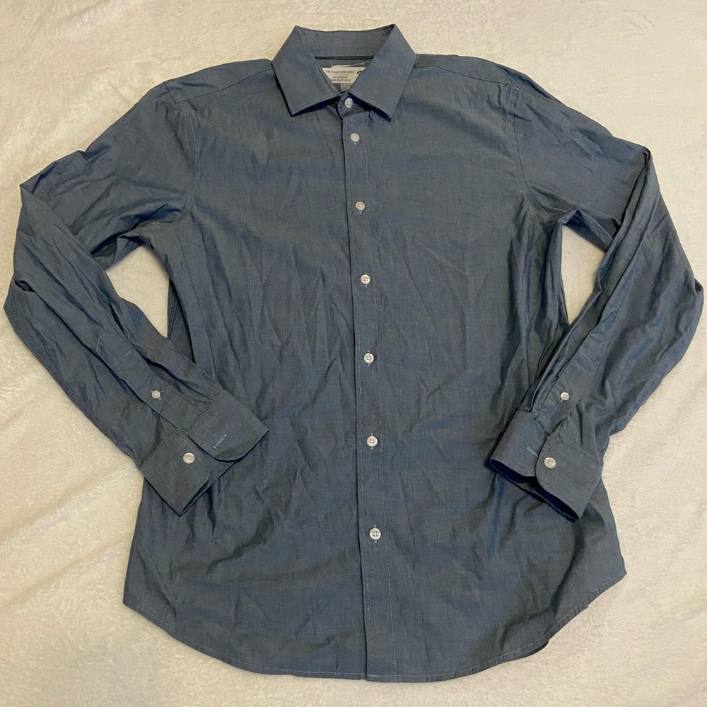 Men’s Old Navy Blue Button Down Long Sleeve The Signature Shirt Slim Fit